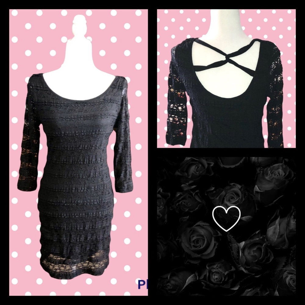 Issi Black Textured Lace Dress